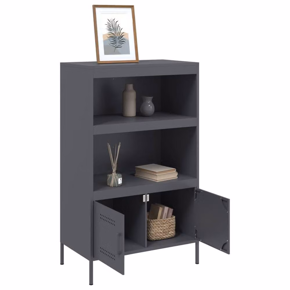 Berkfield Home Industrial Steel Highboard in Anthracite Grey, W/D/H: 68 x 39 x 113 cm – 4
