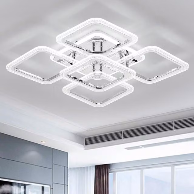 Garwarm Modern LED Ceiling Light with Remote Control and Dimmable Function in Transparent Clear