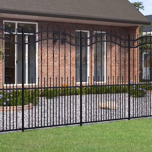 Berkfield Home Garden Fence with Spear Top in Black Powder-coated Steel, Height: 222 cm – 1