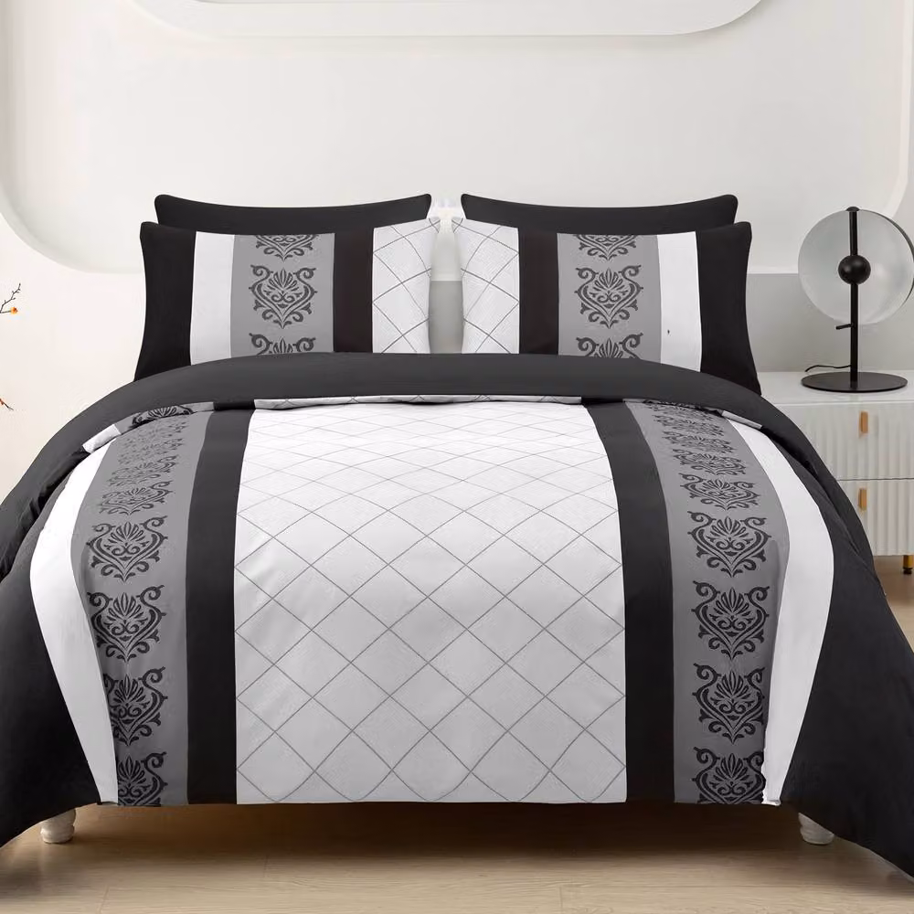 Grace Premium Microfibre Bedding Bundle Set in Black, Super King Size – 2