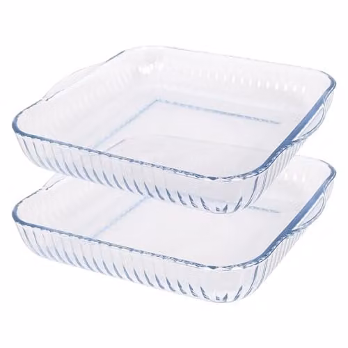 Argon Tableware Optical Square Glass Lasagne Dish, Transparent, W: 30 cm, D: 27.5 cm, H: 5.5 cm – 1