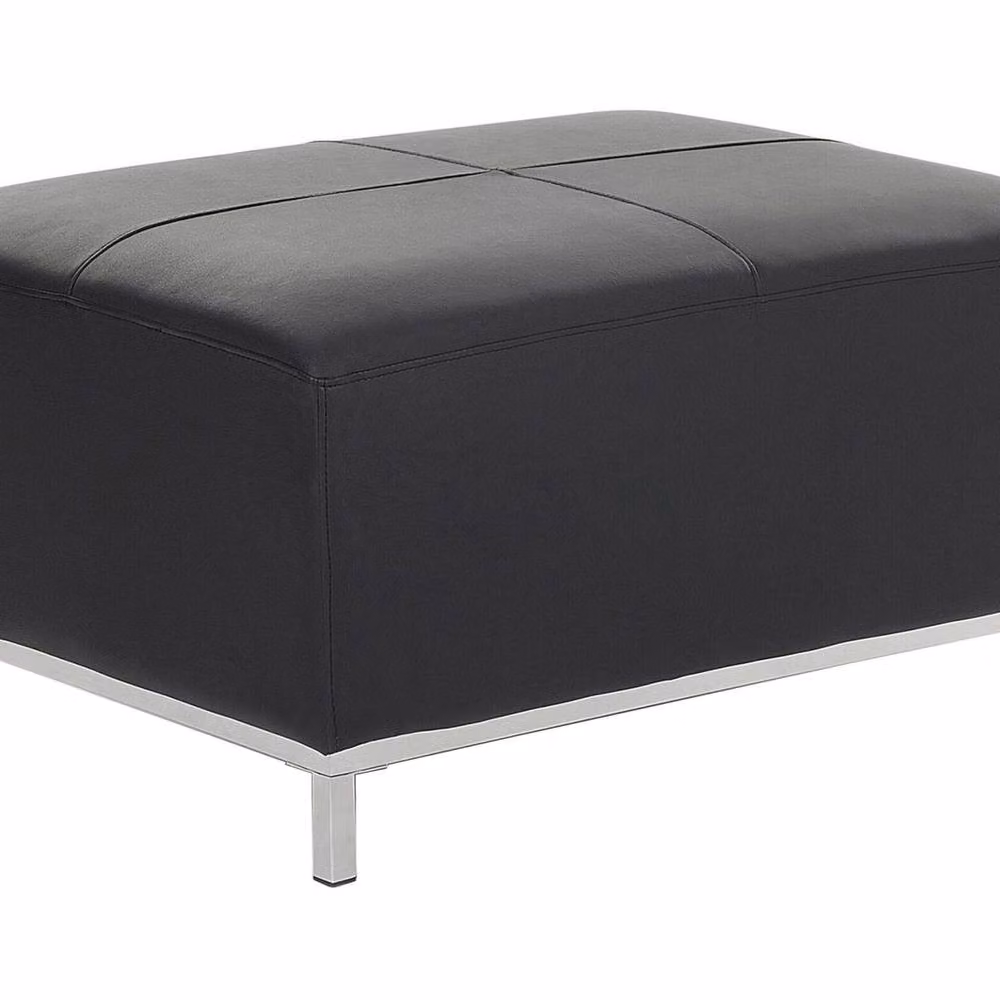 Wyld and Coco Luxor Black Genuine Leather Rectangular Ottoman Footstool – 2