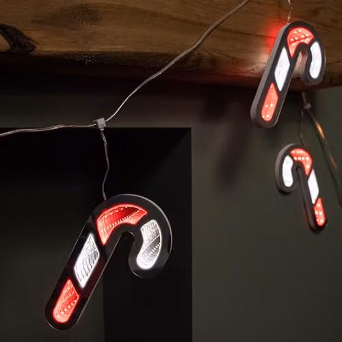 Samuel Alexander 1.75m Infinity Hanging Christmas Candy Cane Garland with Red and White LEDs – 1