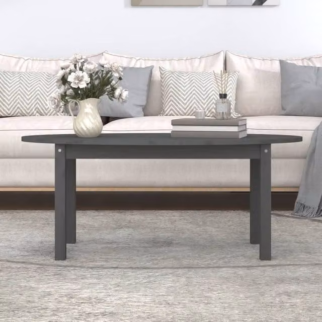 Berkfield Home Beautiful Coffee Table in Grey Solid Pine, W/D/H: 110 x 55 x 45 cm
