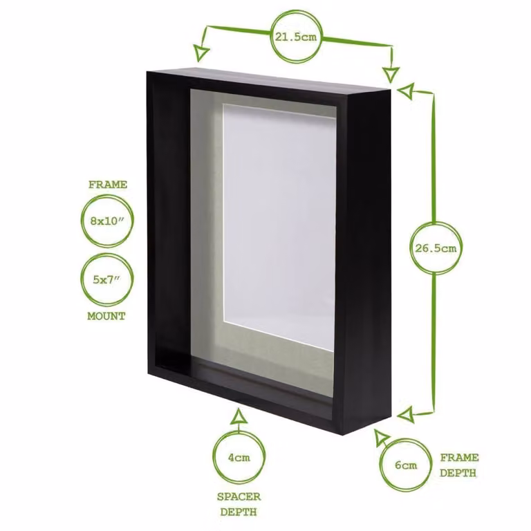 Havendro Black 3D Deep Box Photo Frame with Ivory Mount, W/H: 20.32 x 25.4 cm