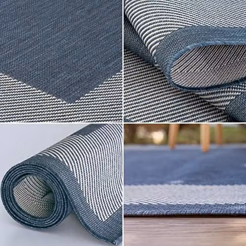 THE RUGS Blue Geometric Outdoor and Indoor Area Rug, W: 140 cm, D: 200 cm – 5