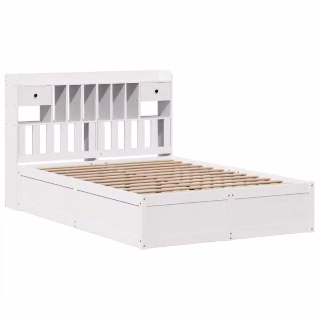 Berkfield Home Beautiful Solid Wood Pine Bed Frame in White, W/D/H: 140 x 190 cm – 1