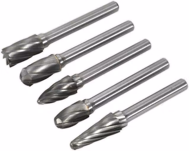 Loops 5 Pack Tungsten Carbide Rotary Burr Bits Set, 10mm, Silver and Multicolour – 1
