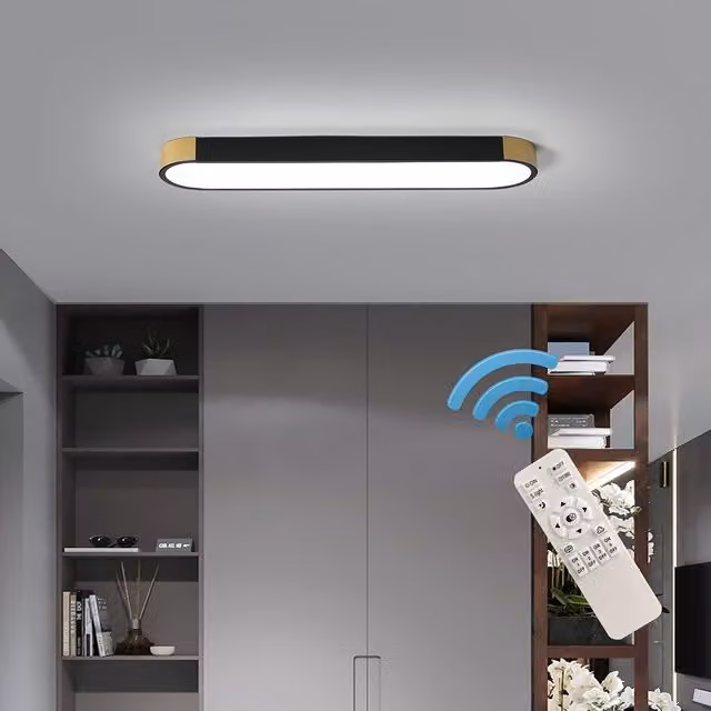Garwarm Modern Rectangular Dimmable LED Ceiling Light with Remote Control in Black – 1
