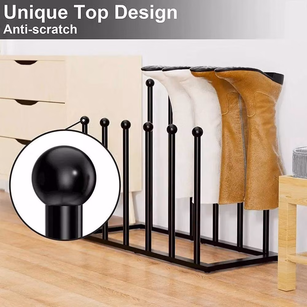 KORVIXA Metal Welly Boots Stand Rack in Black, Holds 6 Pairs – 4