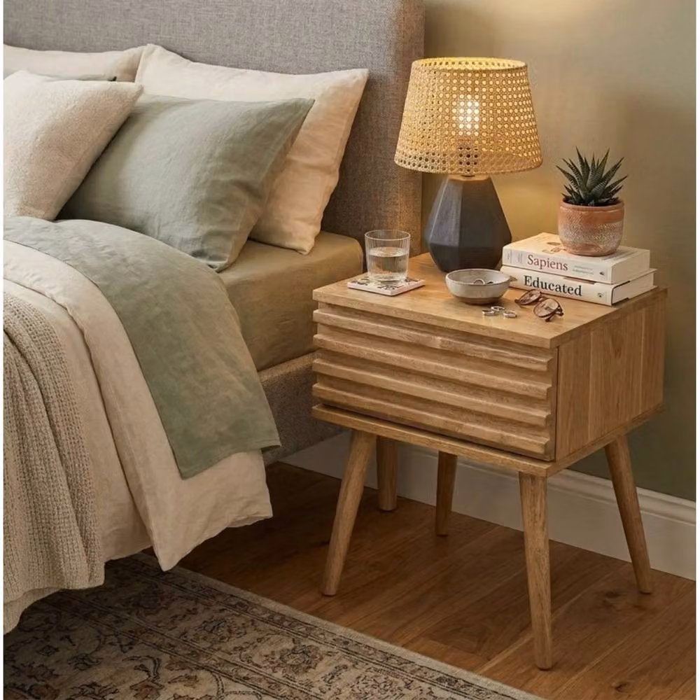 FORGEVIO Mango Wood 1 Drawer Nightstand Bedside Side Table in Natural Brown – 2