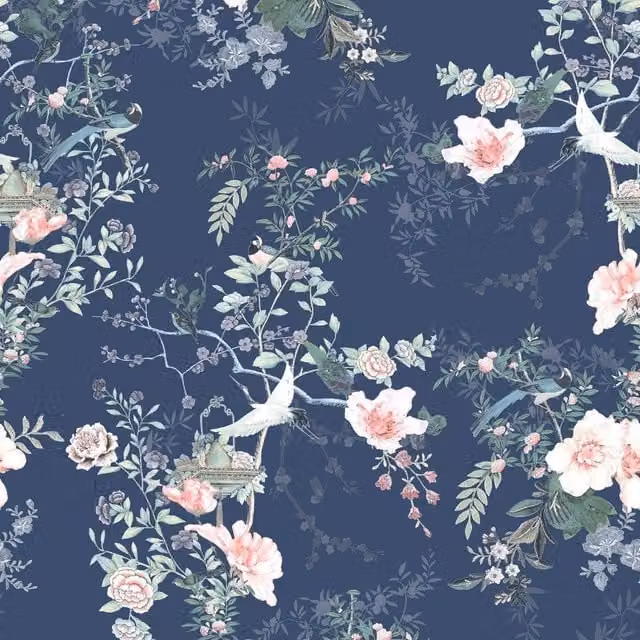 Muriva Lipsy Ophelia Navy Blue Floral and Botanical Wallpaper Roll – 1