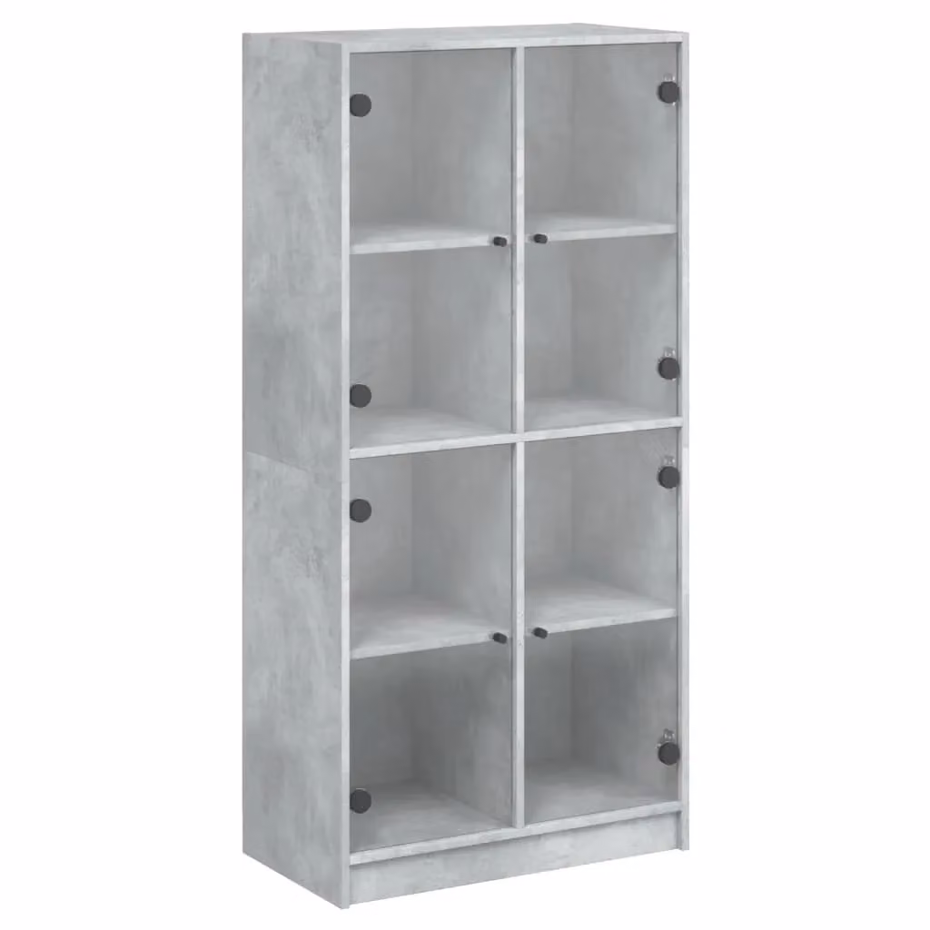 Berkfield Home Modern Highboard with Glass Doors in Concrete Grey, W/D/H: 68 x 37 x 142 cm – 2