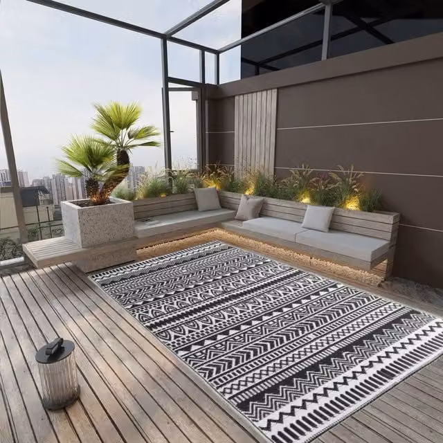 Berkfield Home Black Outdoor Polypropylene Rectangular Rug W: 190 cm, L: 290 cm