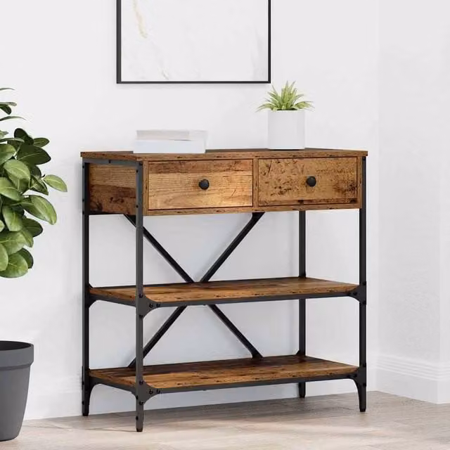 Berkfield Home Classic Console Table in Brown, W/D/H: 75 x 34.5 x 75 cm – 1
