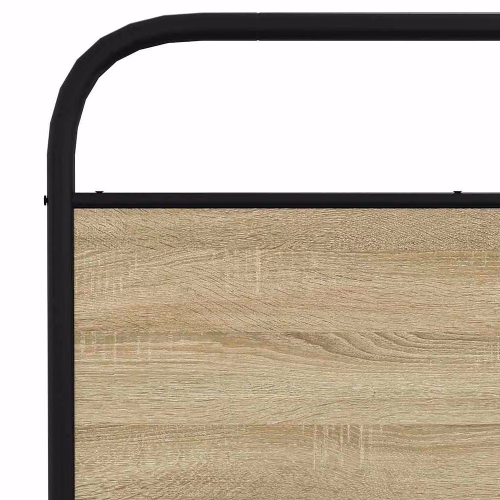 Berkfield Home Metal and Wood Bed Frame in Sonoma Oak and Light Tan, 200 x 200 cm – 3