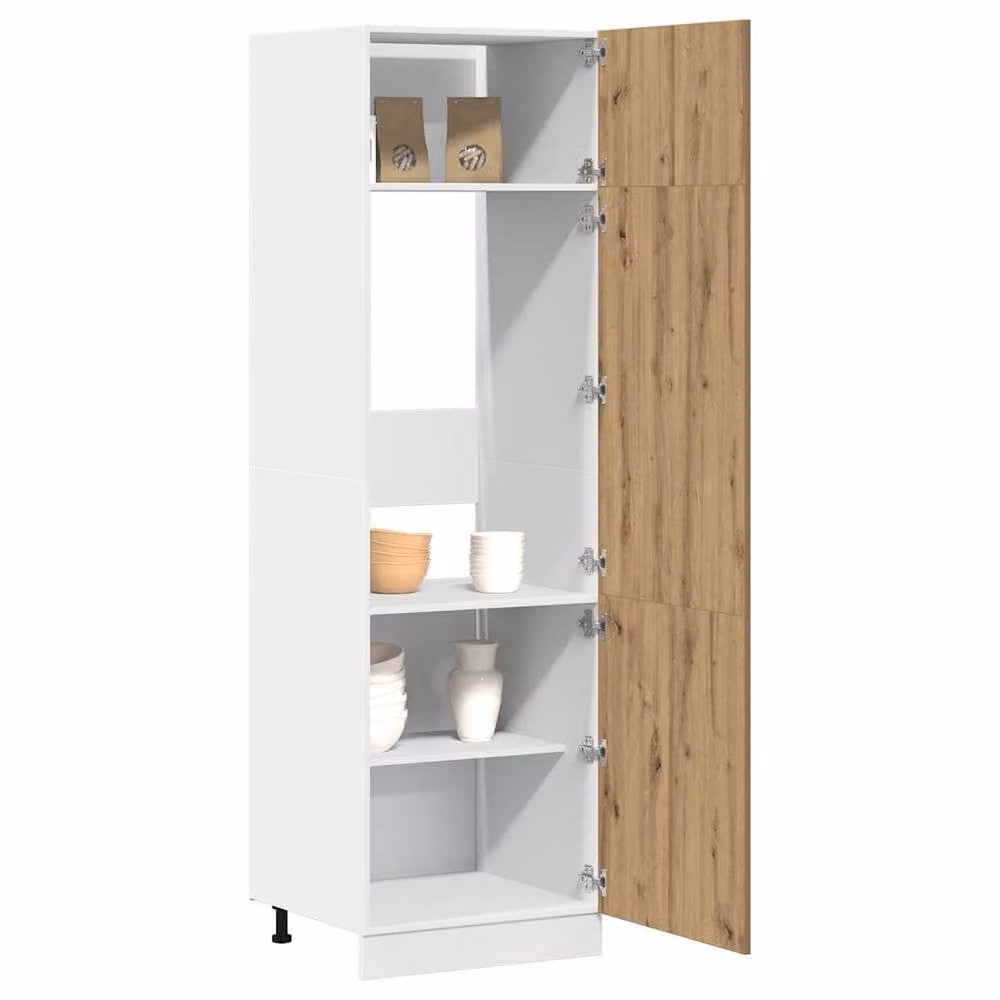Berkfield Home Lyon Artisan Oak Refrigerator Cabinet in Brown, W/D/H: 60 x 57 x 207 cm – 1