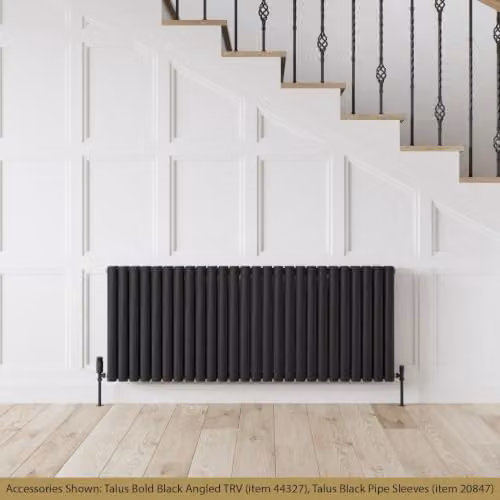 UK Radiators Omeara Black Elliptical Tube Horizontal Designer Radiator, W: 1508 mm, H: 600 mm – 3
