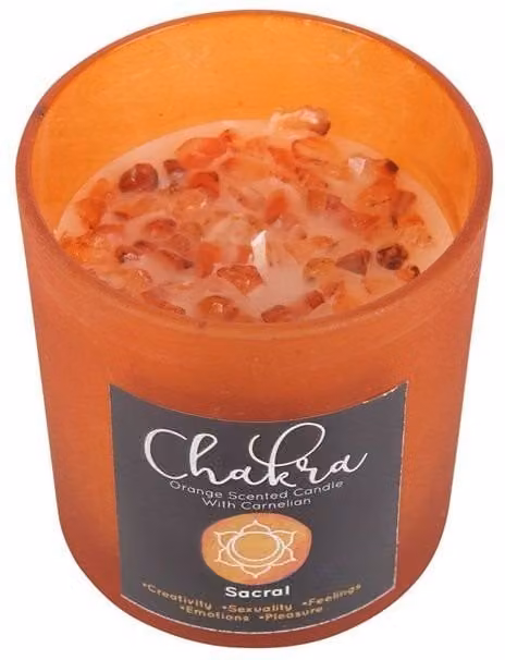 KDMD Sacral Chakra Orange Crystal Chip Tabletop Candle – 1