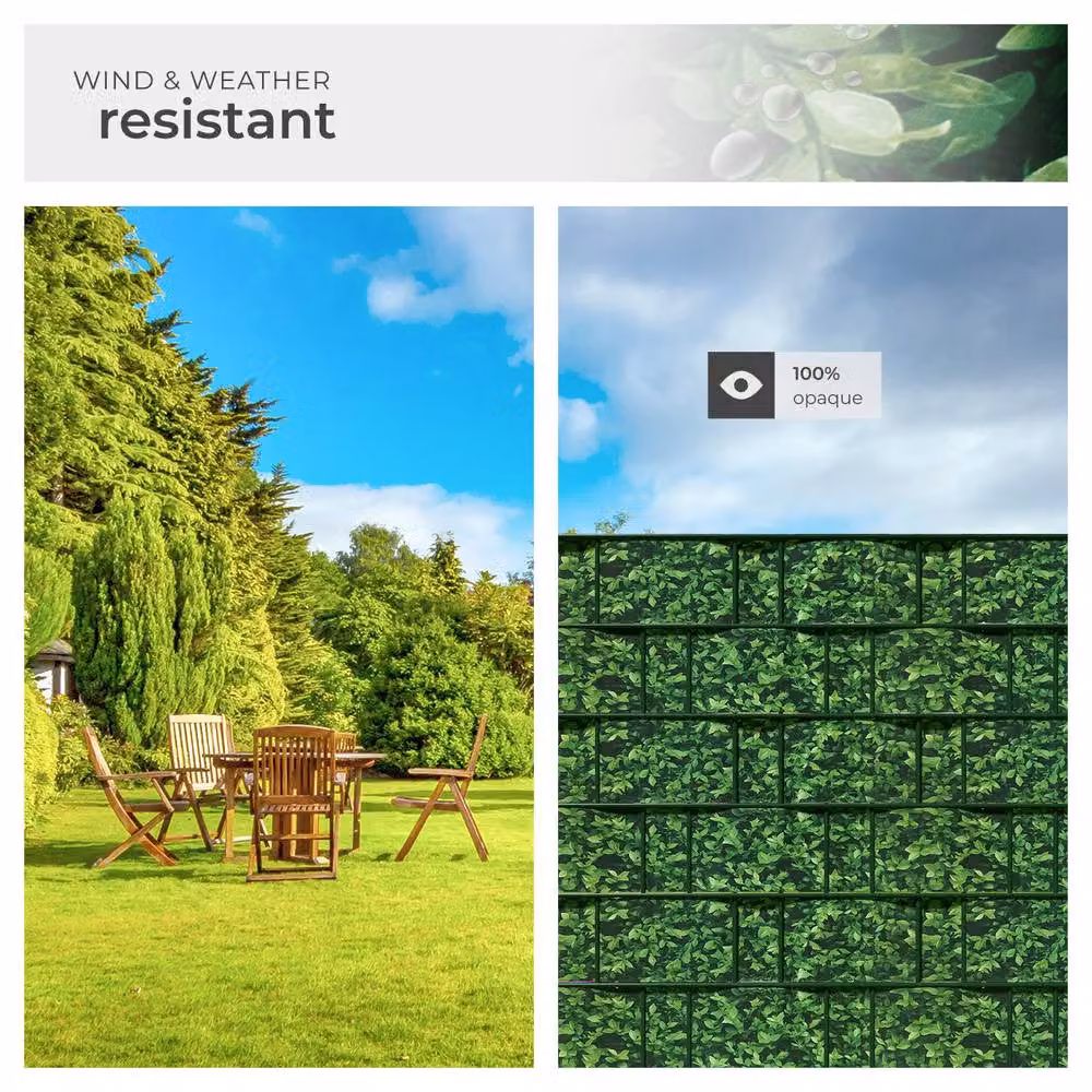 tectake Greenery Privacy Film in Green PVC with Clamp and Strip – 4
