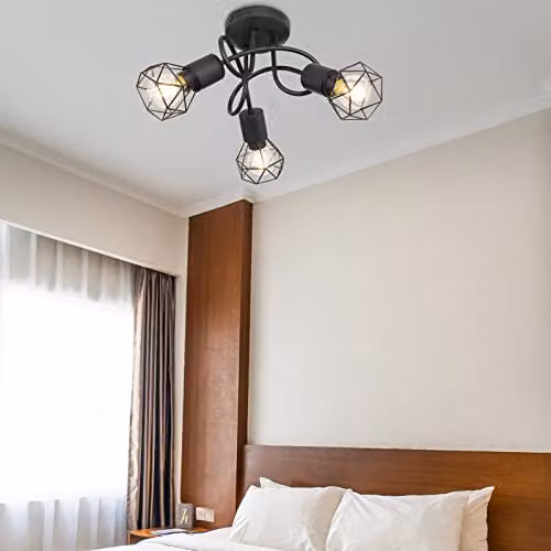 Netlighting Xara I Black Metal Multi Arm Semi Flush Ceiling Lamp with 3x E14 Sockets – 4