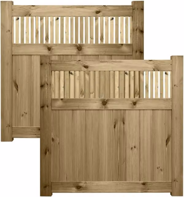 Premier Garden Supplies URBAN Interlocked Tongue Groove Double Driveway Gate with Tuscany Trellis Top, Pressure Treated Wood, Width: 120 cm