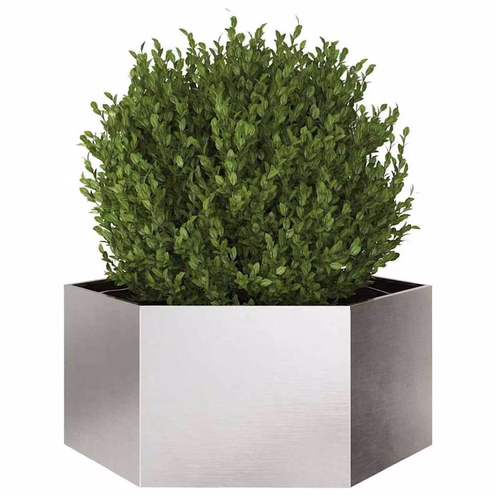 Berkfield Hexagon Garden Planter in Silver Stainless Steel, W: 104 cm, D: 90 cm, H: 45 cm – 3