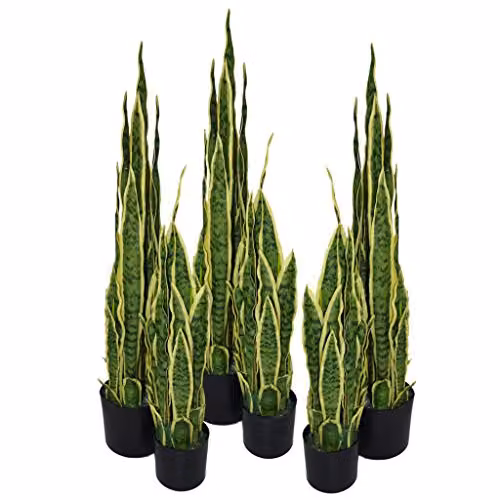 Leaf Design Yellow and Green Artificial Sansevieria Potted Indoor Plant, Height: 55 cm – 2