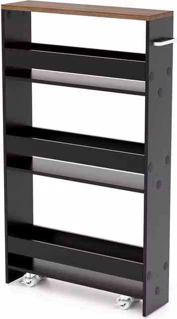 Kelvenix 4-Tier Slim Metal Utility Storage Cart in Matt Black – 1