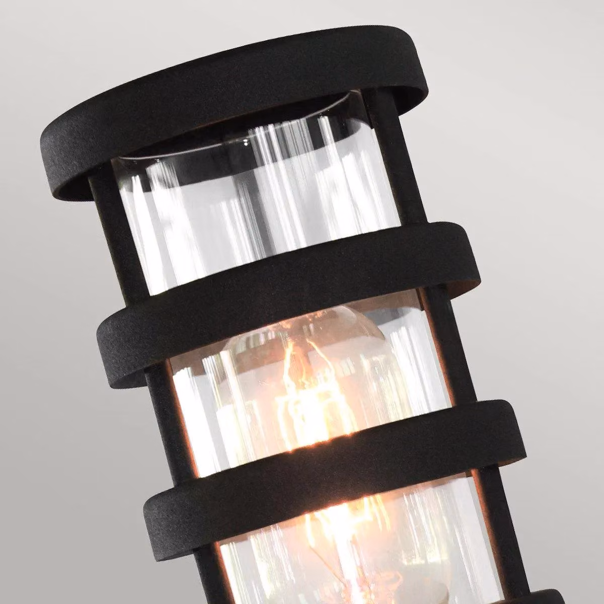Netlighting Hornbaek Outdoor Pedestal Lantern in Black and Grey, Stainless Steel, IP44, E27 – 2