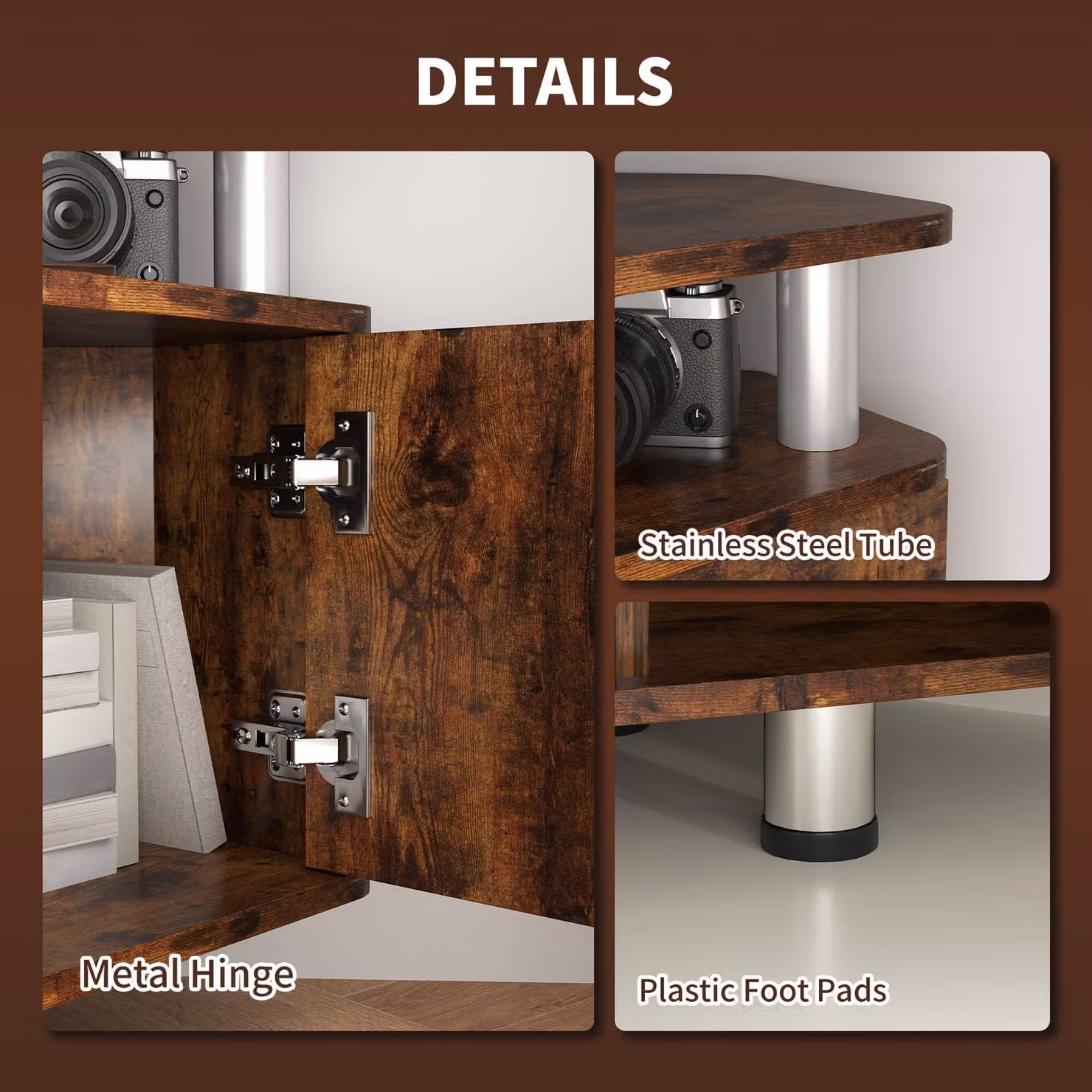 HOMCOM Rustic Brown TV Unit Cabinet for TVs up to 55 Inches with Storage Shelves and Cupboard, W: 120 cm – 5