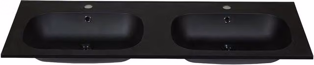 Vente-unique Double Built-In Rectangular Resin Stone-Effect Sink in Black, W: 120 cm, D: 46 cm, H: 14.5 cm