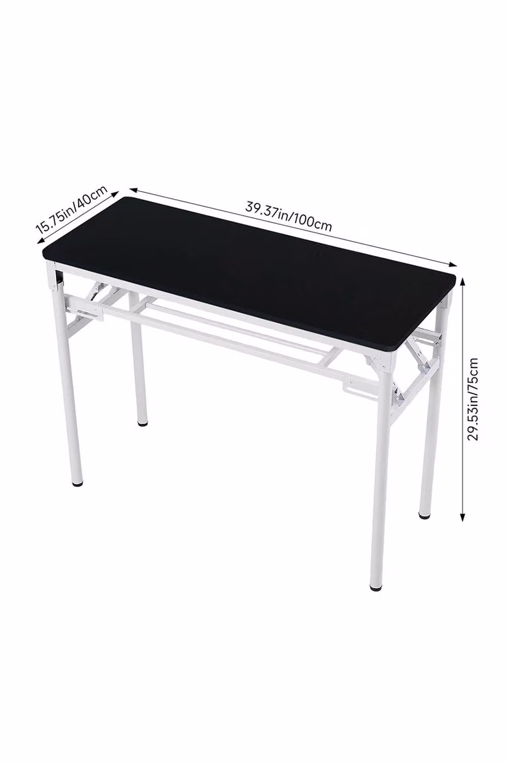Living and Home Black Foldable 2-Tier Computer Desk with Adjustable Foot Pads, W: 100 cm, D: 40 cm, H: 75 cm – 2