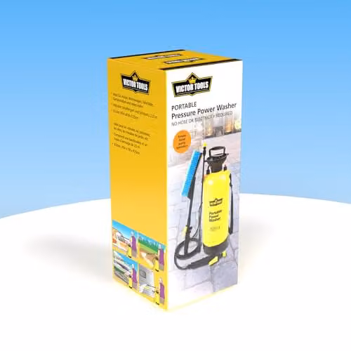 Victor Tools Portable Hand Pump Power Washer, 8L Capacity, Yellow, H54 x W18 x D25 cm – 3