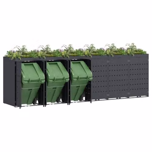 vidaXL Wheelie Bin Storage for 6 Bins, Anthracite, W: 408 cm, D: 77.5 cm, H: 121.5 cm – 1