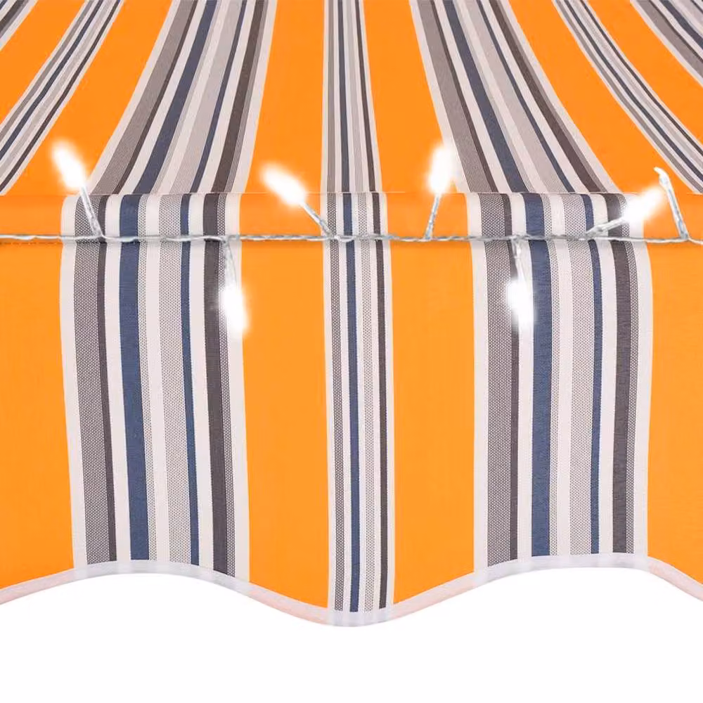 Berkfield Home Manual Retractable Awning with LED, Yellow and Blue Striped Polyester and Steel – 2