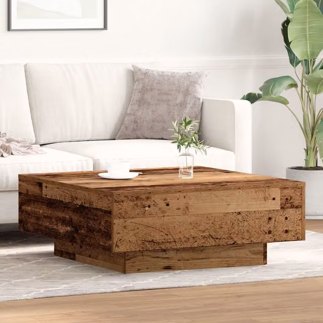 Berkfield Home Rustic Oak Coffee Table in Brown, W/D/H: 80 x 80 x 31 cm – 1