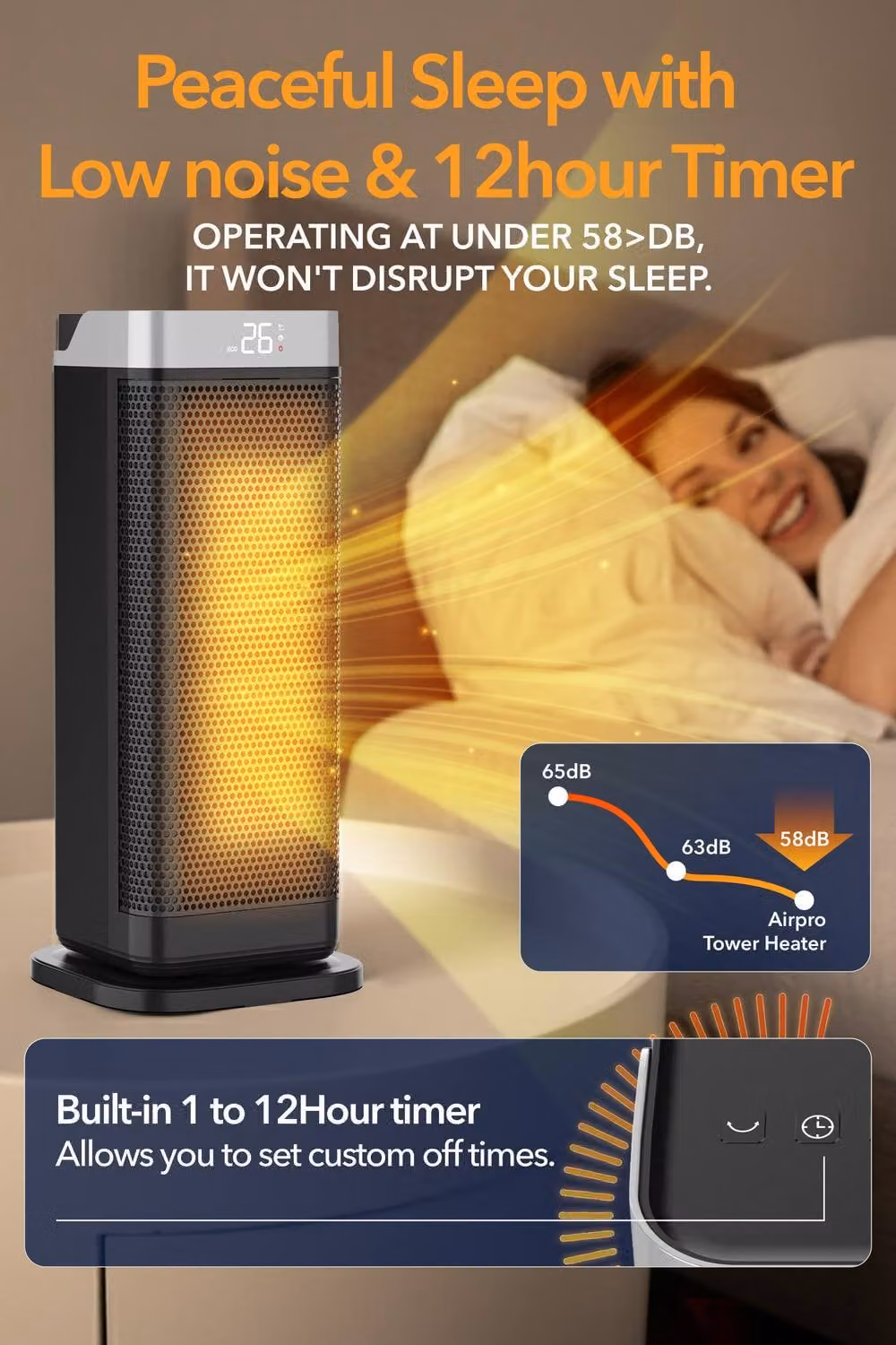 Air Pro Portable Electric Ceramic Space Heater with LED Display and Remote Control, Black – 3