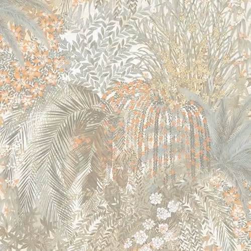 Grandeco Paradise Botanical Floral Wallpaper in Petrol, Orange and Multicolour