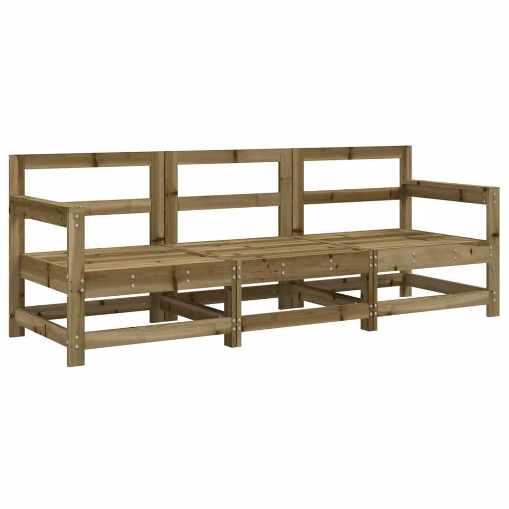 Berkfield Home 3 Piece Brown Pine Wood Garden Lounge Set – 2