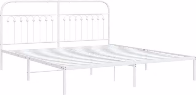 Berkfield Home Metal Bed Frame with Headboard, White, W/D/H: 183 x 100 x 187 cm – 1