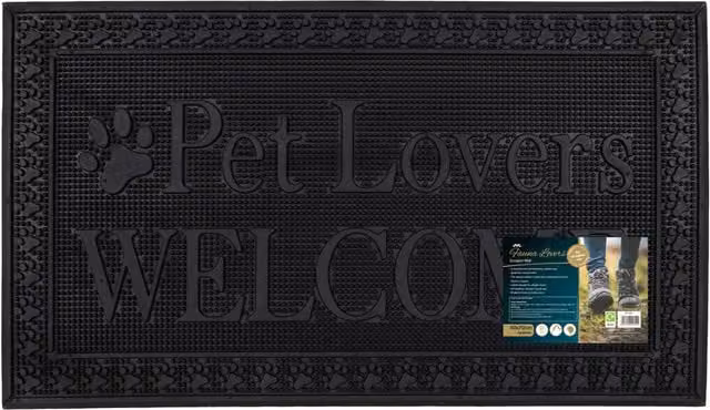 JVL Fauna Lovers Black Rubber Scraper Doormat