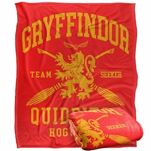 Warner Bros. Harry Potter Gryffindor Quidditch Arch Super Soft Fleece Throw Blanket, Red/Multicolour, W/H: 127 x 152.4 cm