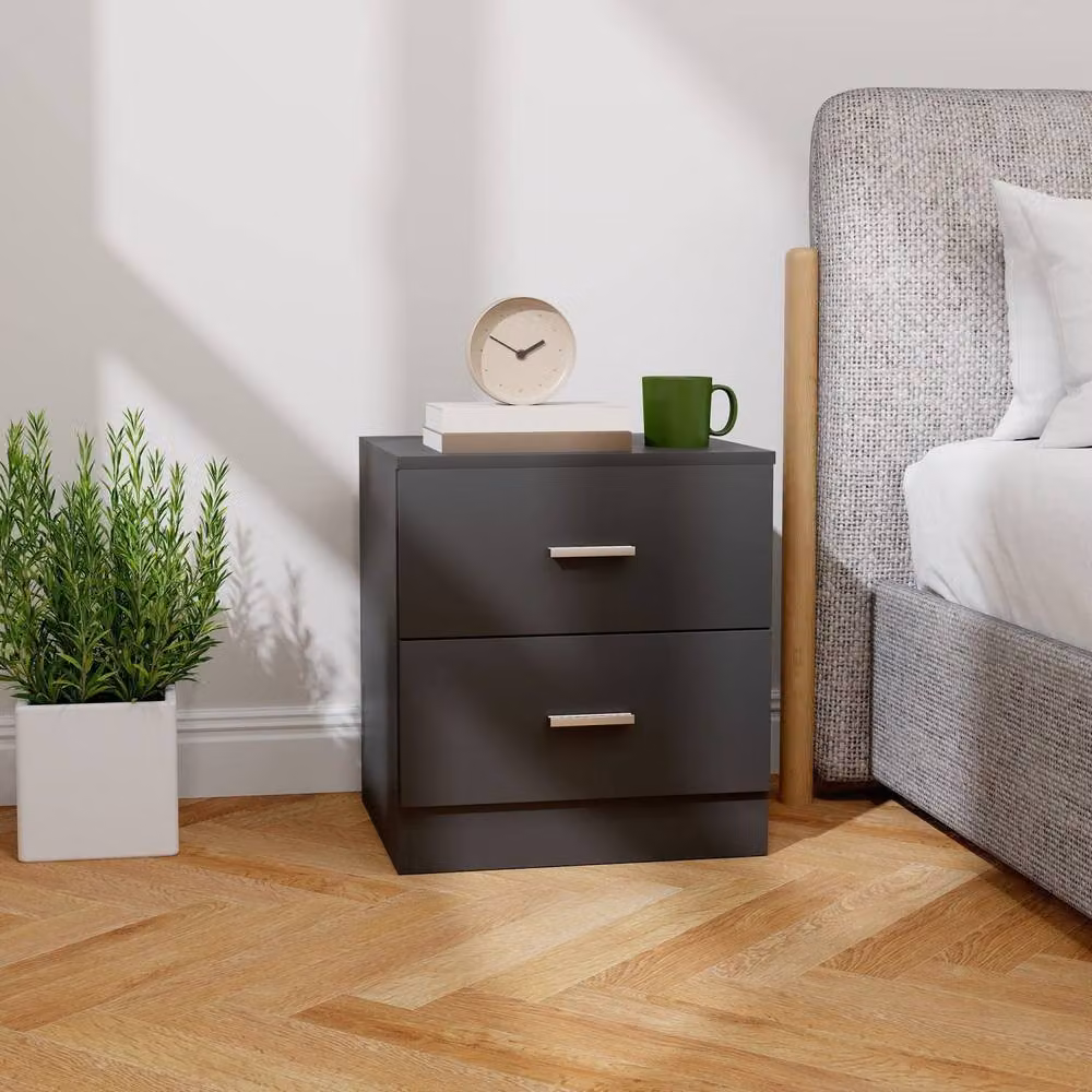 Wyld Haus Rapa Raka Black 2 Drawer Bedside Table – 3