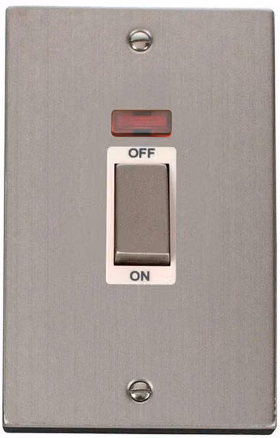 SE HOME White and Silver Stainless Steel 2 Gang Surface Mount Switch