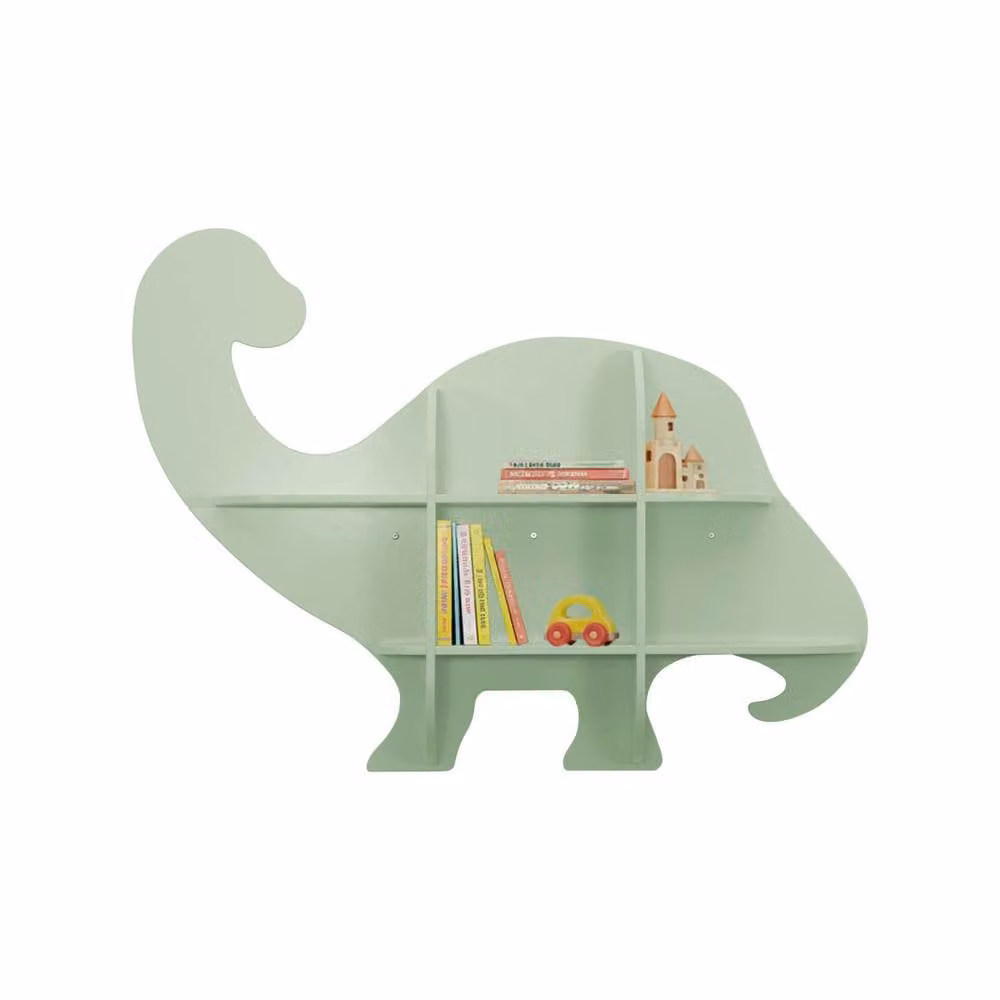 sweeek Dinosaur Wall Shelf with 5 Storage Spaces in Green – 2