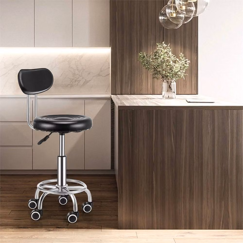 Nordara Black PU Leather Swivel Drafting Chair with Backrest and Foot Ring for Home or Office, Height: 100 cm, W/D/H: 15 x 15 x 100 cm – 4