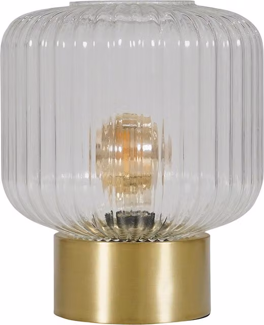 ValueLights Patterson Bedside Table Lamp in Gold/Brass with Transparent Glass Shade