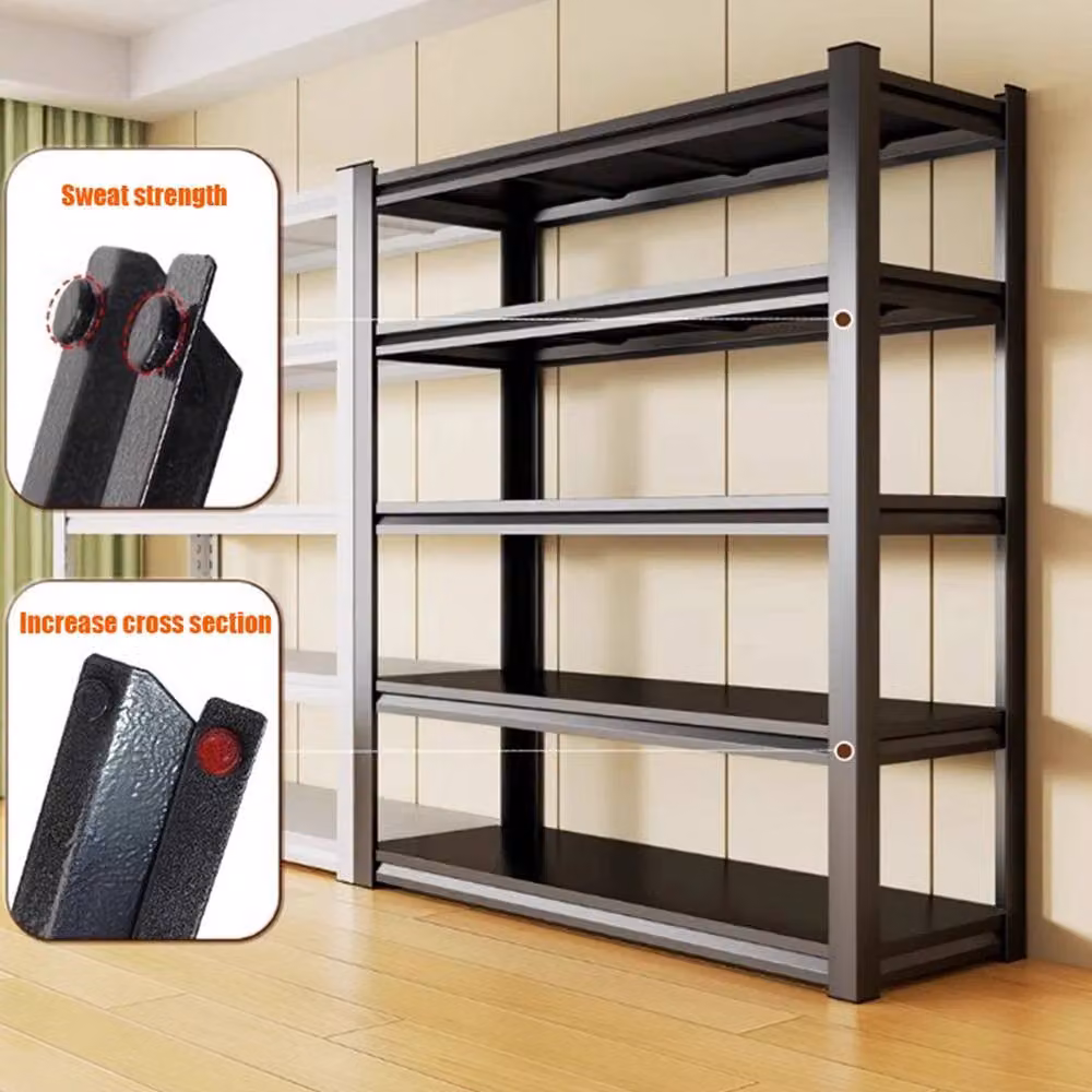 FORGEVIO Black 5 Tier Metal Storage Rack Shelving Unit with Adjustable Shelves – 5