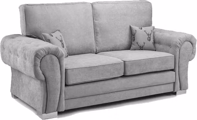 Furnishings For Less UK Milan 2 Seater Chesterfield Style Fabric Sofa in Grey